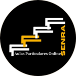 Logo em circular da empresa Aulas Online Senra com fundo preto